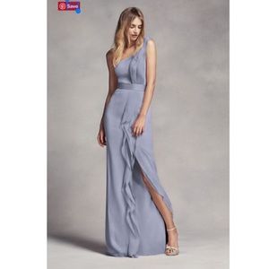 White by Vera Wang one shoulder bridesmaid dress